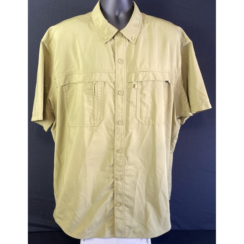 Duluth Trading Shirt 2XL Olive Green Vented Fishing Performance Gorpcore Cool +